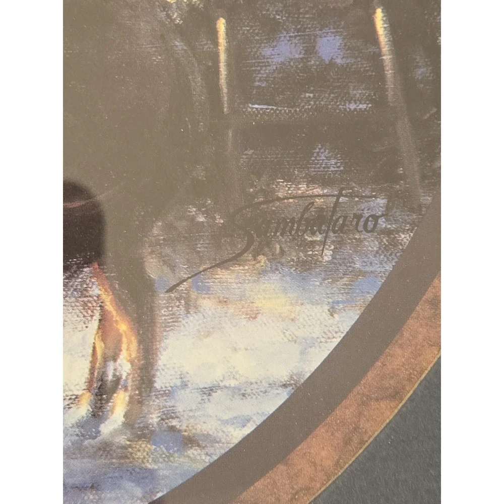 Joe Sambataro Framed Matted Lithograph Horse Winter Cabin Scene 15